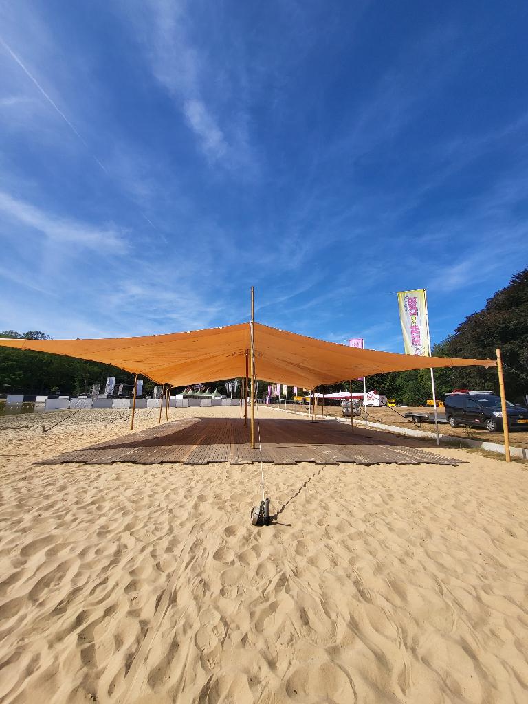 Beige feesttent, overkapping 15x10m (gebruikt), Gebruikt, Overige typen, 6 meter of meer, 8 meter of meer