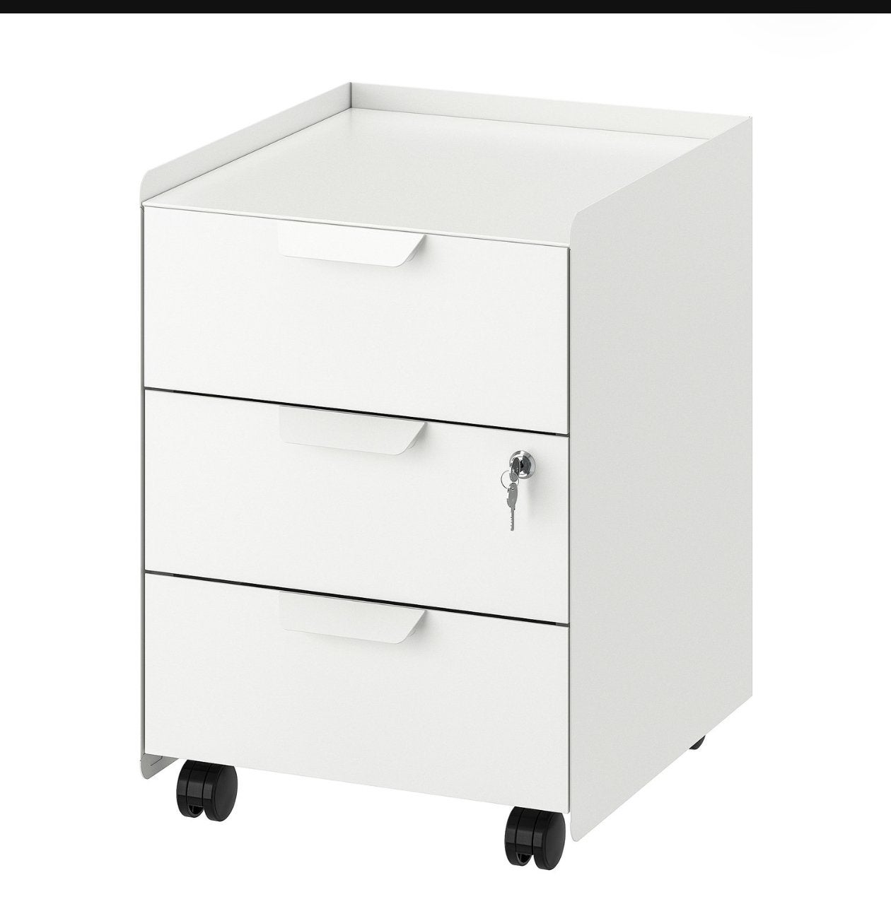 Caisson à tiroirs roulettes IKEA TROTTEN - 3 tiroirs - blanc, Métal, Comme neuf, IKEA, Bureau-armoire combiné