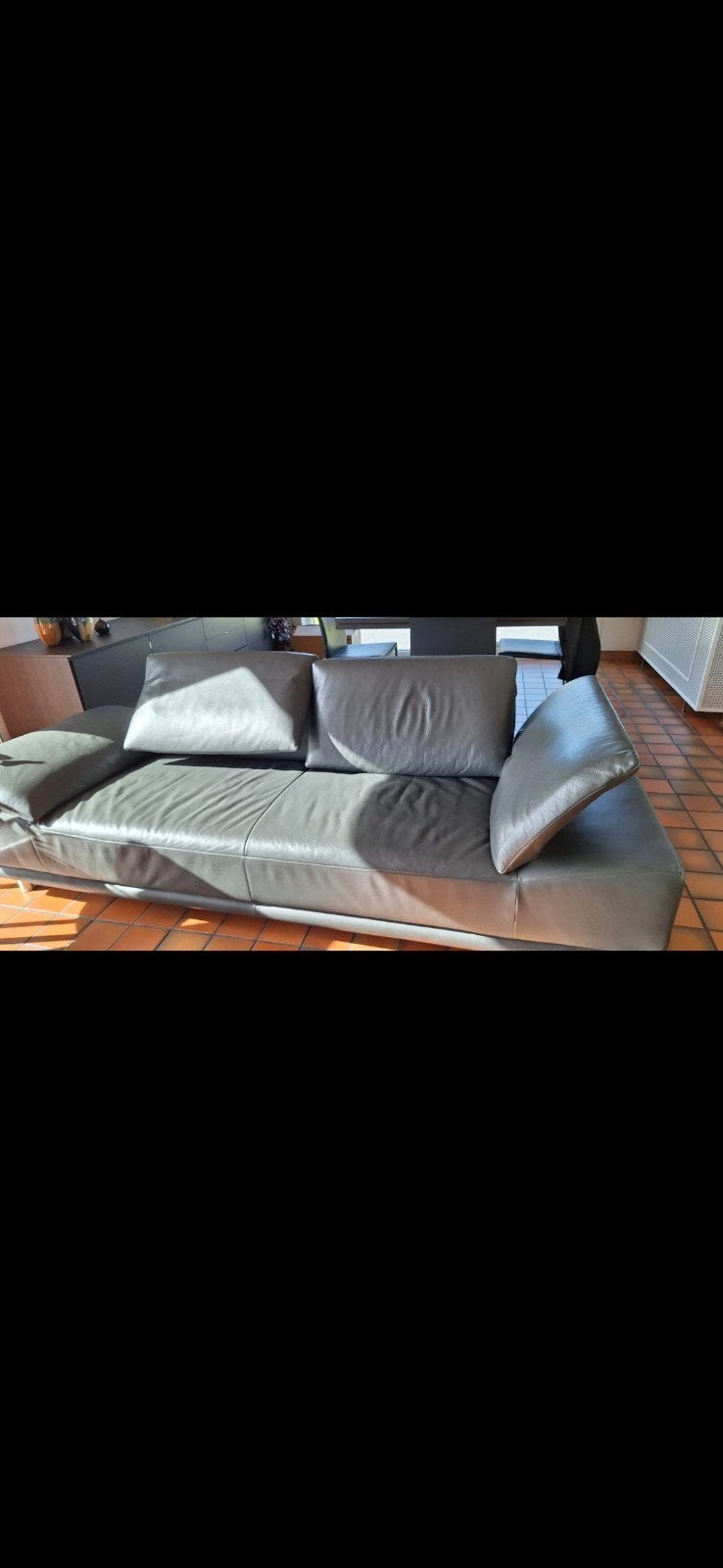 2 zit en poef in leder, Maison & Meubles, Enlèvement, Utilisé, Cuir, Modern