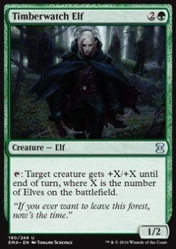 Timberwatch Elf - EMA - MTG - tussen ex en nm, Hobby en Vrije tijd, Verzamelkaartspellen | Magic the Gathering, Ophalen of Verzenden