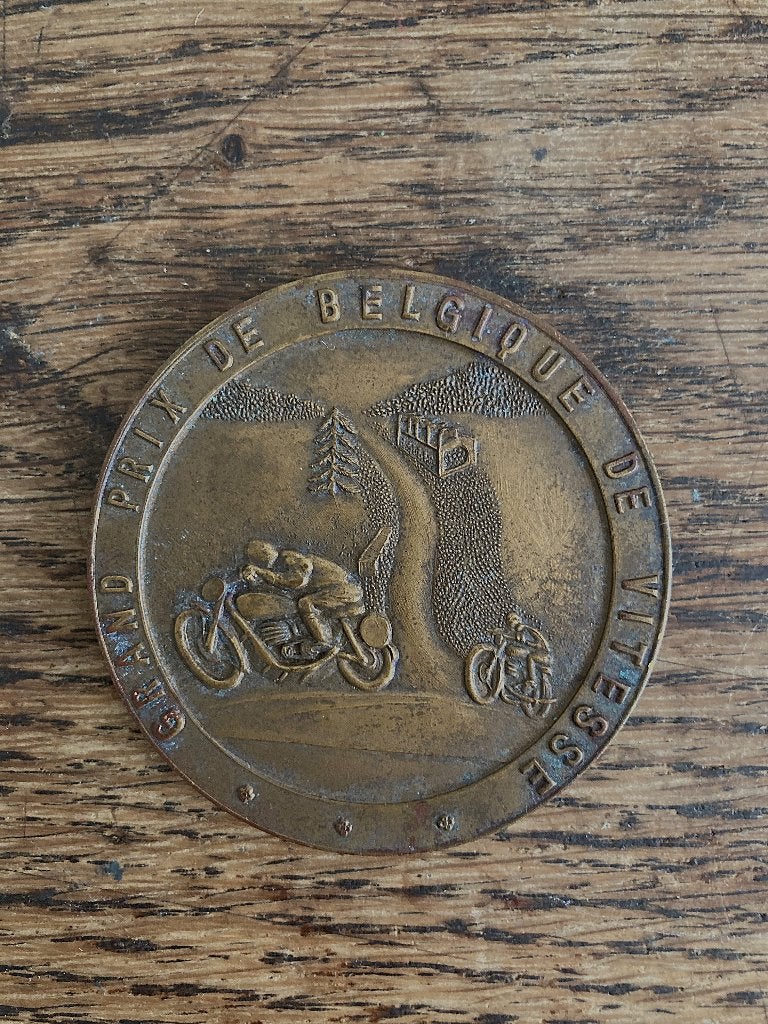 Médaille Grand Prix Belgique MOTO Juillet 1950 Francorchamps, Envoi, Utilisé, Motos