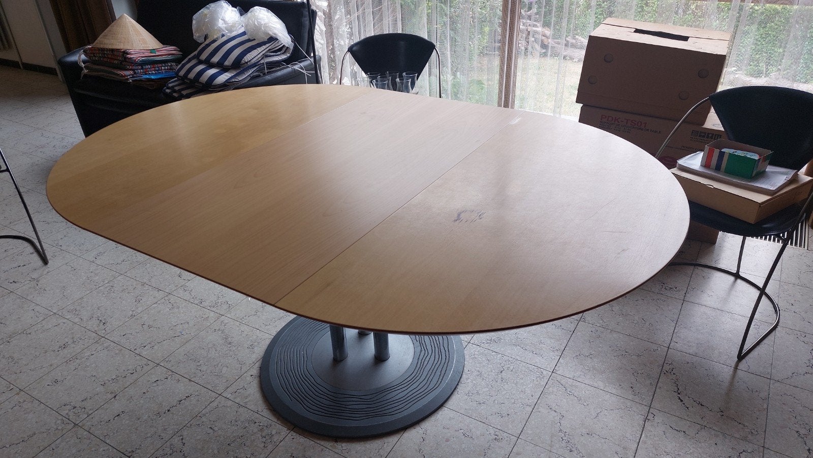 Table ronde + Rallonge, Maison & Meubles, 150 à 200 cm, Cinq personnes ou plus, Vintage, 100 à 150 cm
