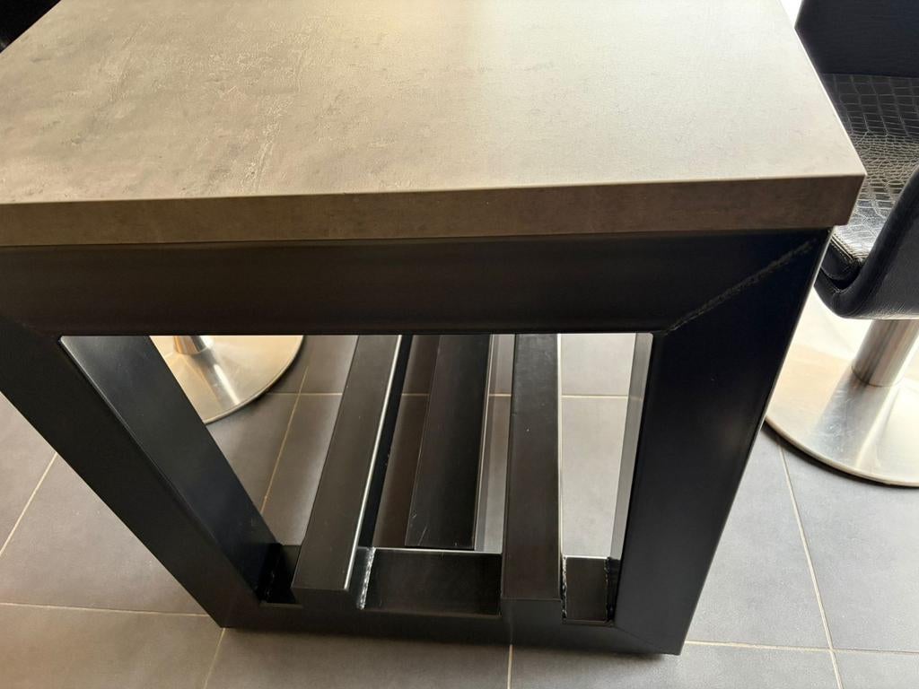 Kaptafel / bureau op maat met stopcontacten – zwart staal, Ophalen, Gebruikt, Metaal of Aluminium, 50 tot 100 cm