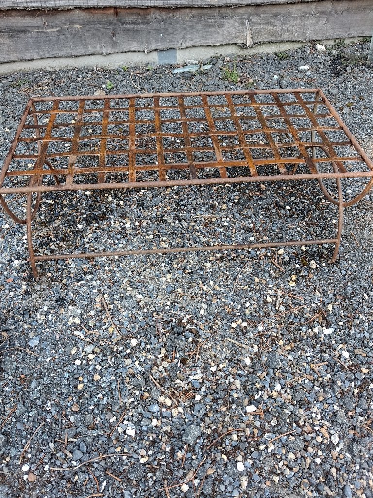 Belle table basse en fer forgé + fauteuil, Enlèvement, Utilisé, Verre