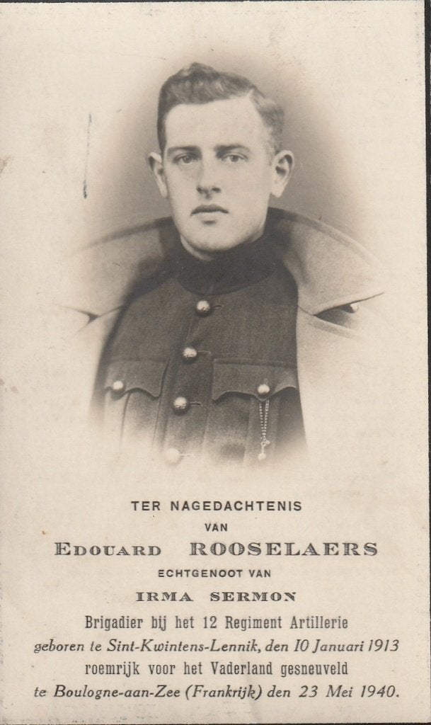 Gesneuvelde 1940/45 Eduard Rooselaers 23.05.1940, Collections, Images pieuses & Faire-part, Envoi