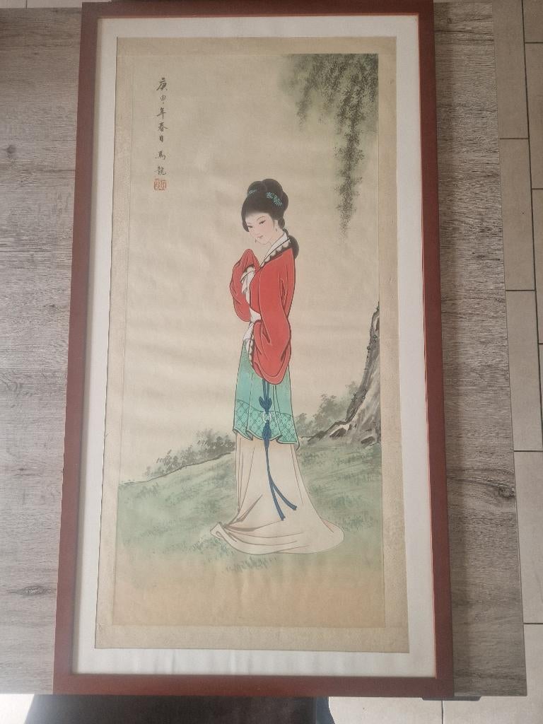 Chinees schilderij Gongbi-techniek, Antiquités & Art, Art | Peinture | Classique, Enlèvement