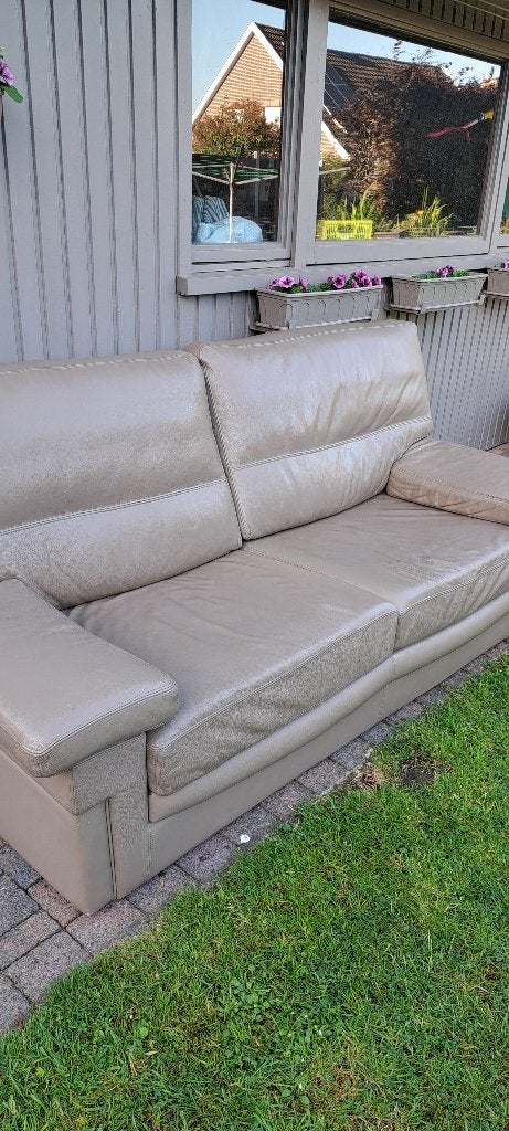Fauteuil 3 places en cuir véritable, 200 à 250 cm, Banc droit, Enlèvement, Utilisé