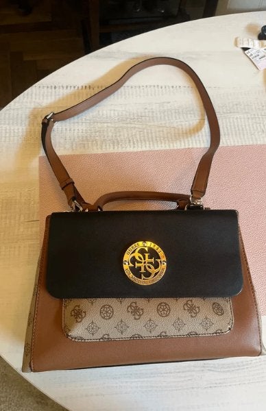 Guess Magnolia Society Satchel tas, Enlèvement ou Envoi, Neuf, Brun, Sac à bandoulière