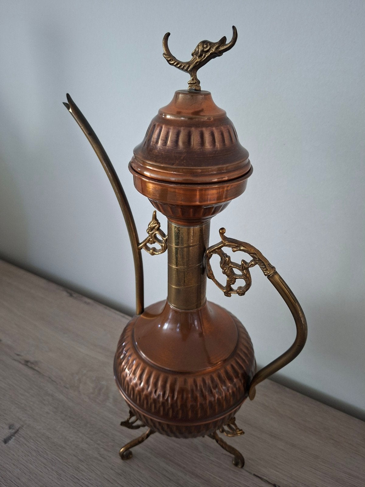 Antieke Arabische Waterkan (rood koper & messing), Enlèvement, Cuivre