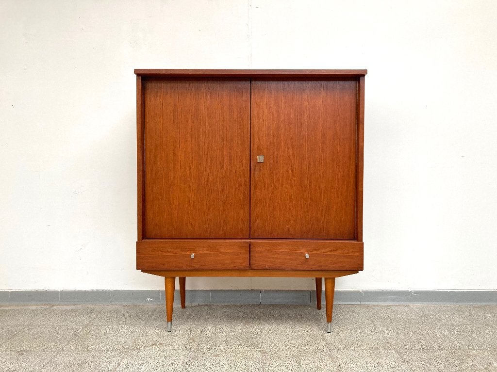 Vintage mid-century teak wandkastje/sideboard 1966, Huis en Inrichting, Ophalen, Gebruikt, Met lade(s), Deens design