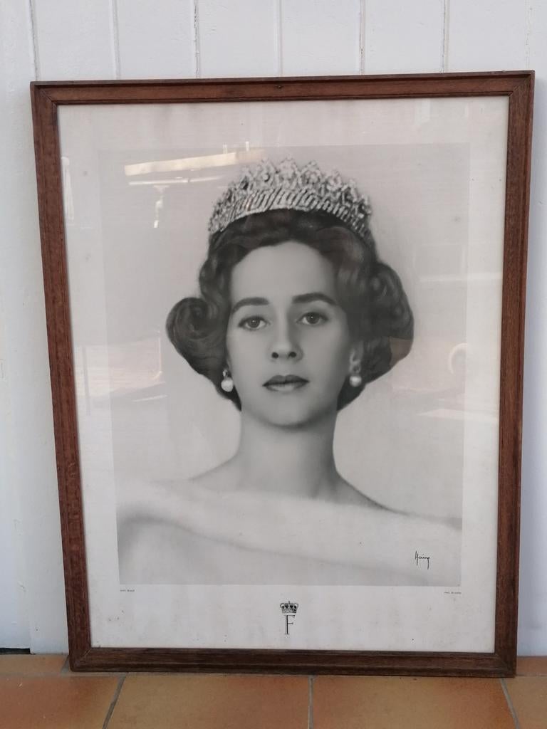 Désire Haine...portret koningin Fabiola...Raar!!, Antiek en Kunst, Kunst | Tekeningen en Fotografie, Ophalen of Verzenden