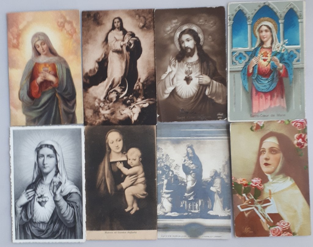 8 CPS RELIGIEUSES ANCIENNES S.COEUR ET VIERGE MARIE Ref.R18, Enlèvement ou Envoi, Utilisé, Carte ou Gravure, Christianisme | Catholique