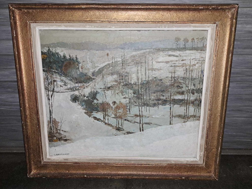 huile sur toile signe louis broeckaert, Enlèvement ou Envoi, Paysage, Toile