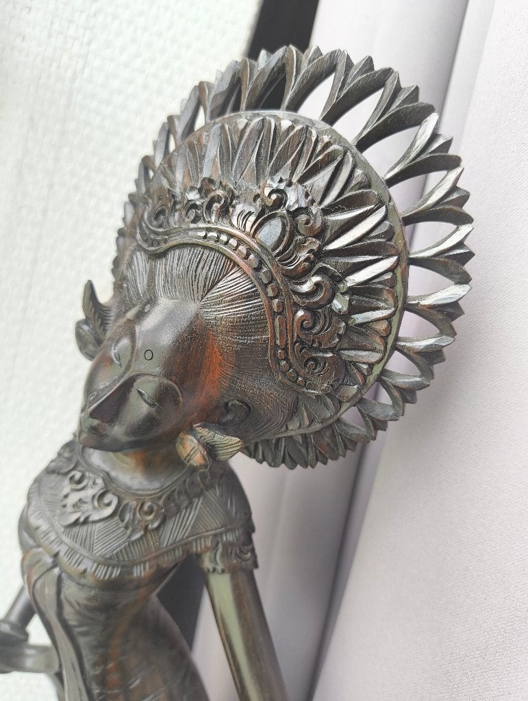 Prachtig Vintage houten Balinees Beeld, Antiek en Kunst, Kunst | Beelden en Houtsnijwerken, Ophalen, Art deco, Hout, Beeld