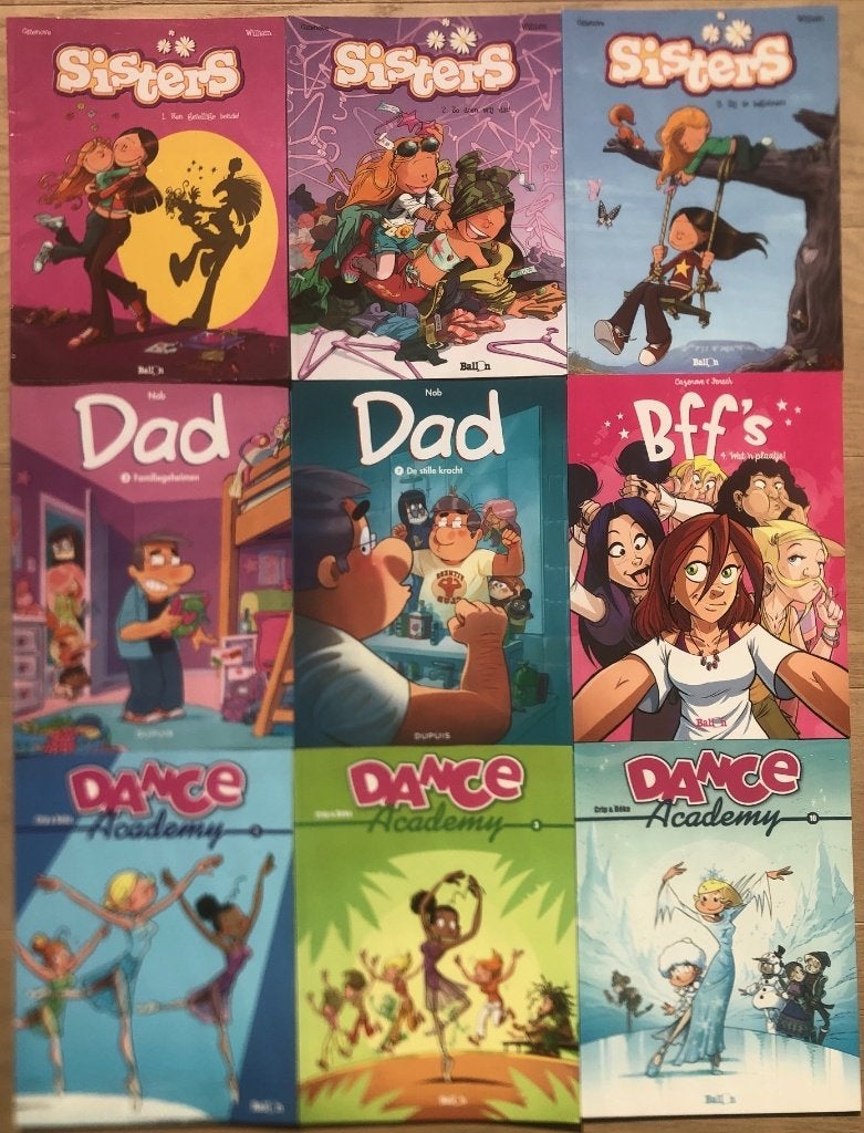 Pakket strips - Sisters, Dad, Bff's, Dance Academy, Boeken, Meerdere stripboeken, Ophalen, Gelezen