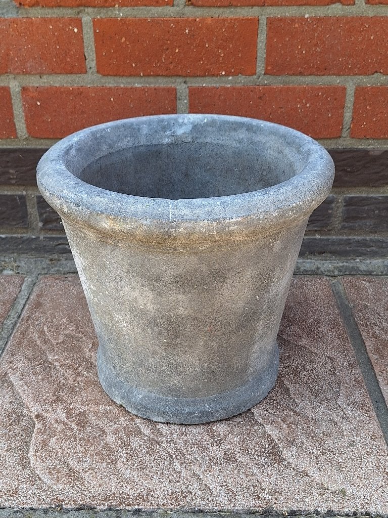 Grote grijze ronde bloempot, Tuin en Terras, Ophalen, Gebruikt, Rond, Minder dan 40 cm
