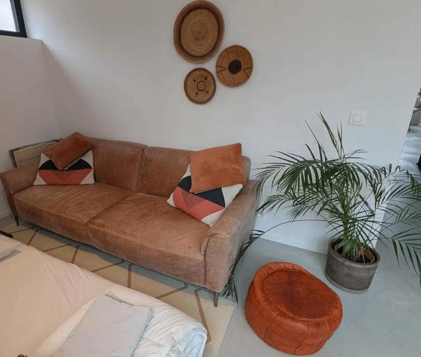 Leren zetel, Huis en Inrichting, Ophalen, Gebruikt, Vintage, Driepersoons