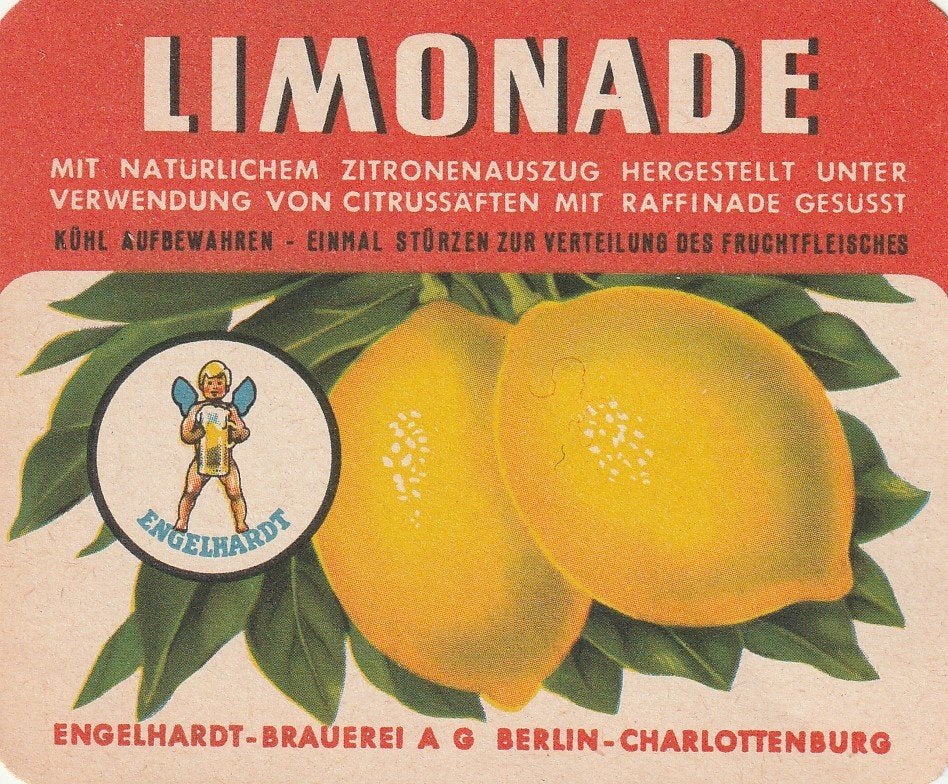 oud (bier)etiket Duitsland Engelhardt Limonade, Collections, Marques de bière, Envoi, Neuf, Autres types, Autres marques