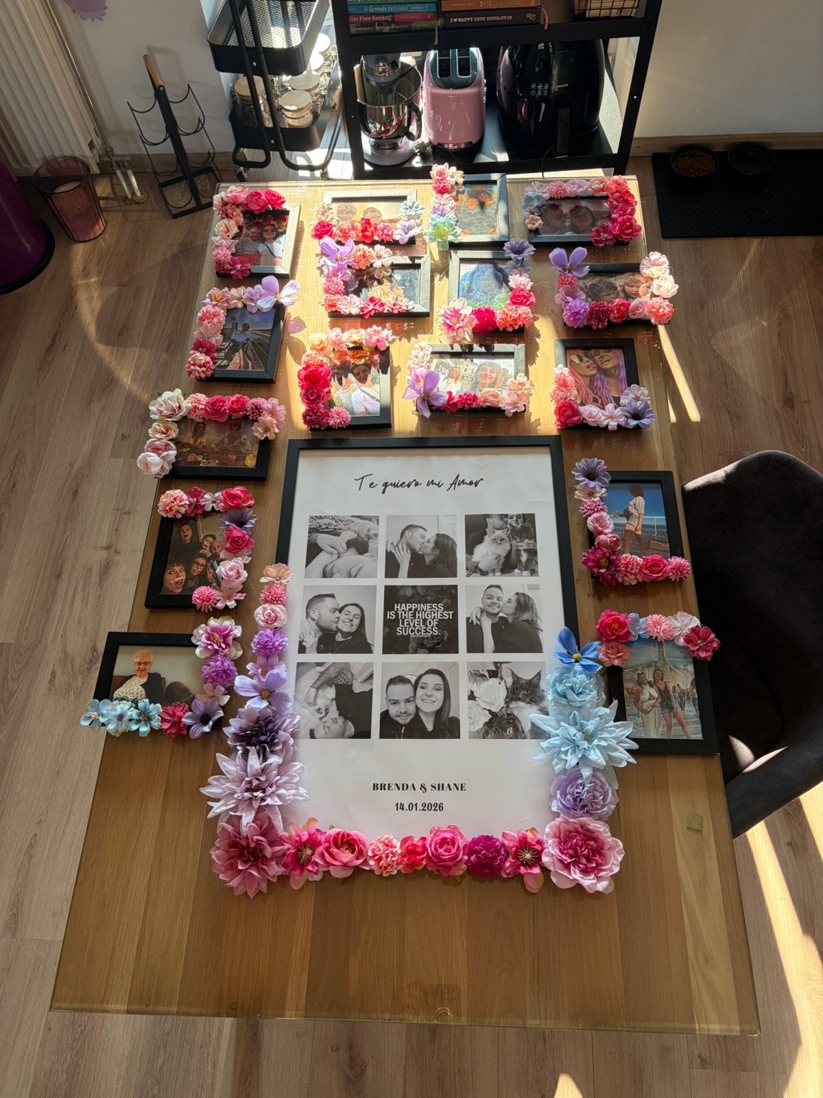Fotowall met bloemenafwerking, Huis en Inrichting, Ophalen, Zo goed als nieuw