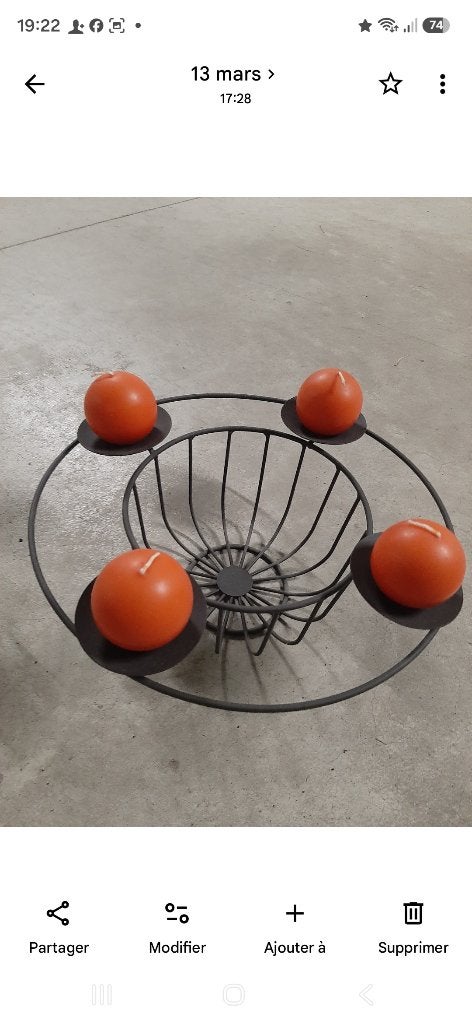 Déco rond en fer avec bougies oranges, Neuf, Enlèvement, Bougie, Métal
