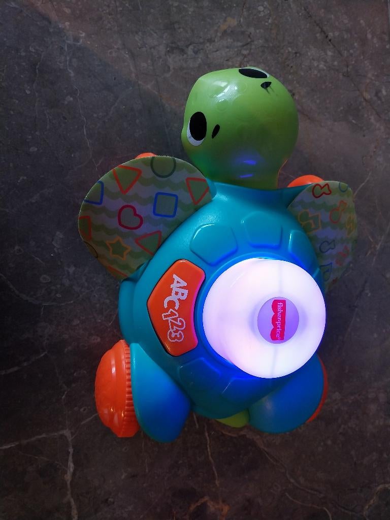 Schildpad fisher-price met muziek en duwknop om te rijden, Ophalen, Zo goed als nieuw, Met licht