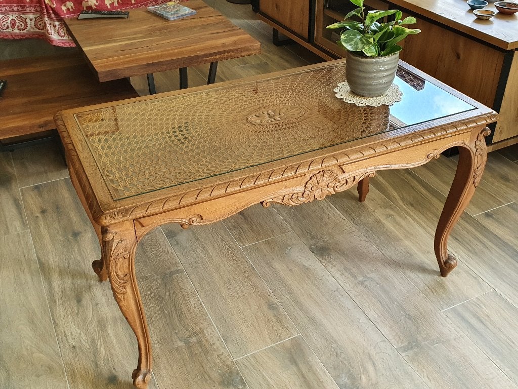 Salontafel eik, Huis en Inrichting, Ophalen, Glas
