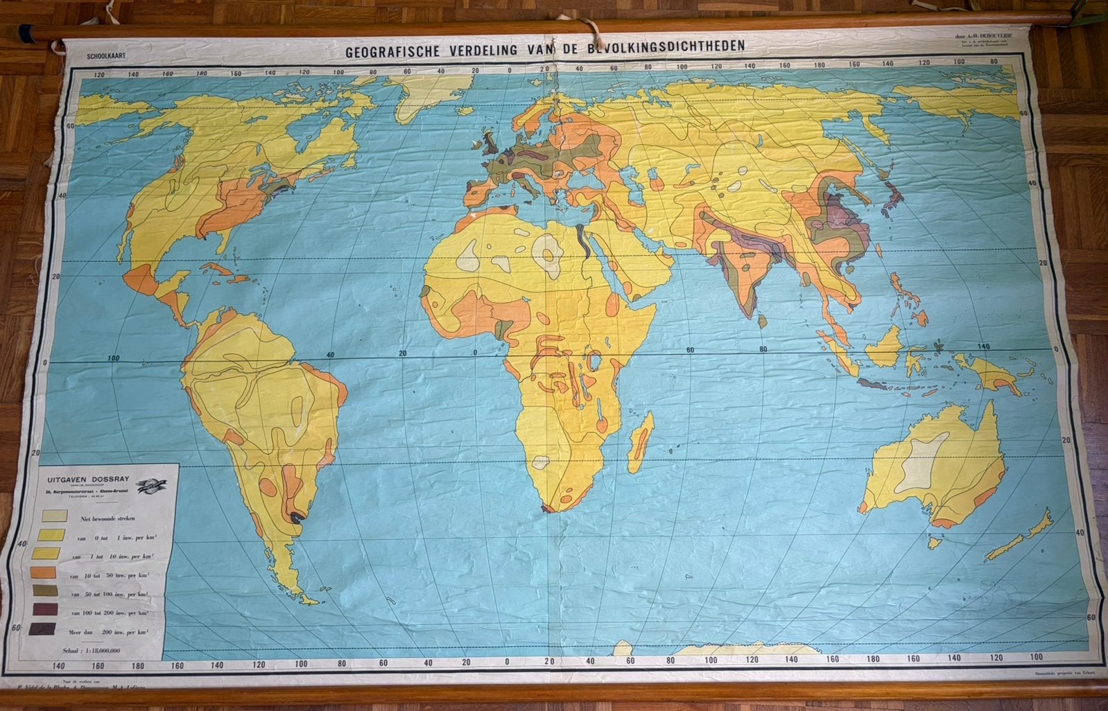 Geografische kaart, Antiek en Kunst, Antiek | Schoolplaten, Ophalen, Aardrijkskunde