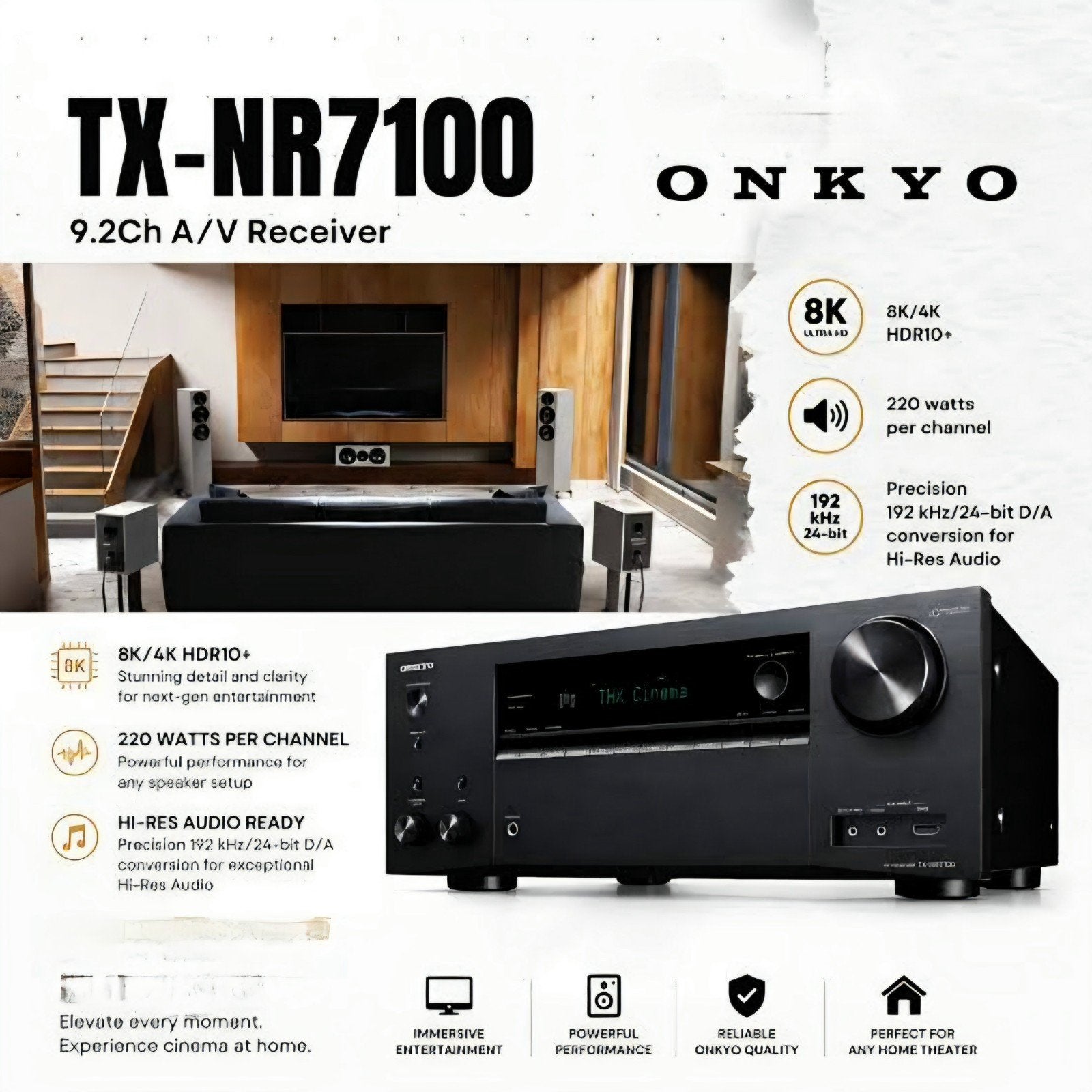 A V Onkyo TX-NR7100 9x220w 6ohm  8k dolby atmos, Enlèvement ou Envoi, Onkyo