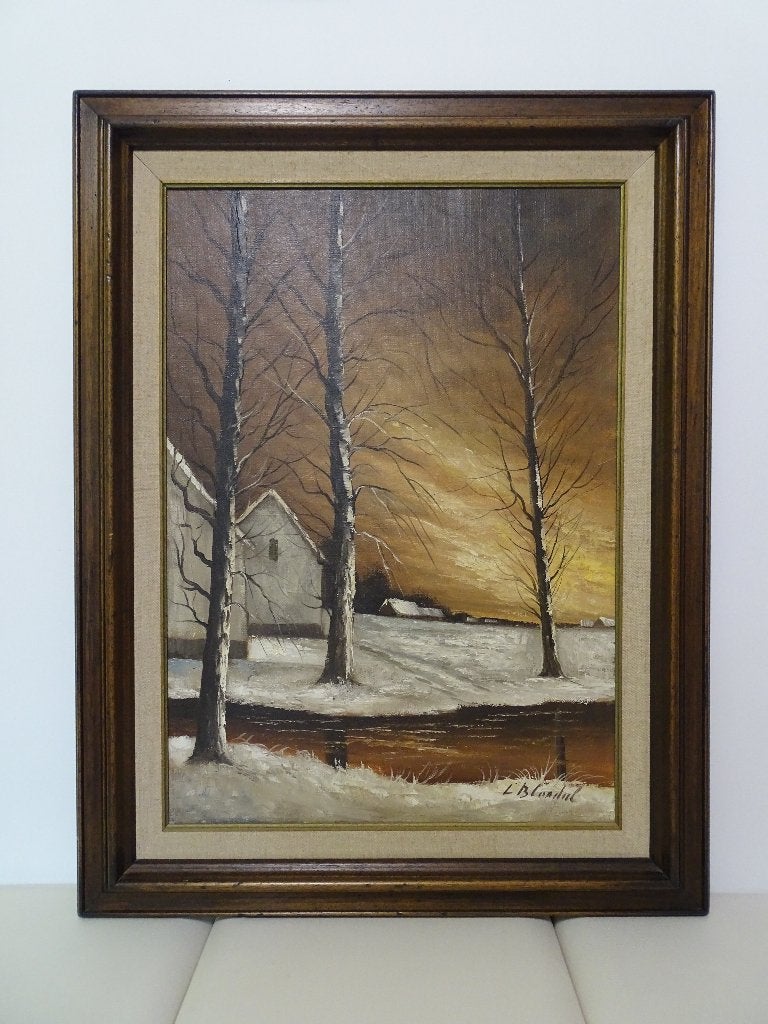 Uniek schilderij van L. Blondeel, Antiek en Kunst, Kunst | Schilderijen | Klassiek, Ophalen, Doek, Landschap, Olieverf
