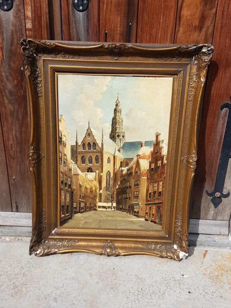 Prachtig olieverf op doek, gesigneerd door J.L. Dispo., Antiek en Kunst, Kunst | Schilderijen | Klassiek, Ophalen, Doek, Gesigneerd