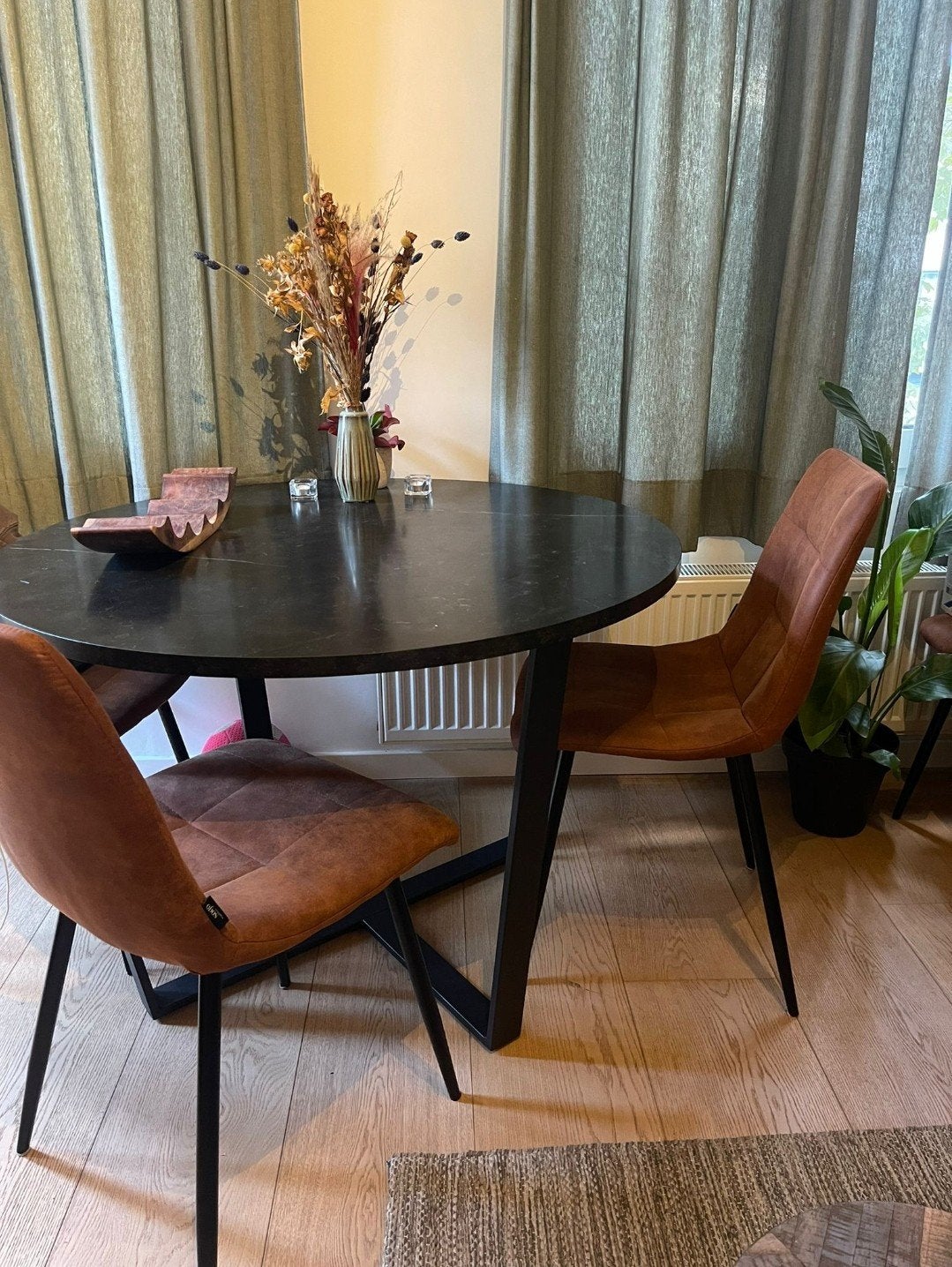 Ronde eettafel marmerlook, Ophalen