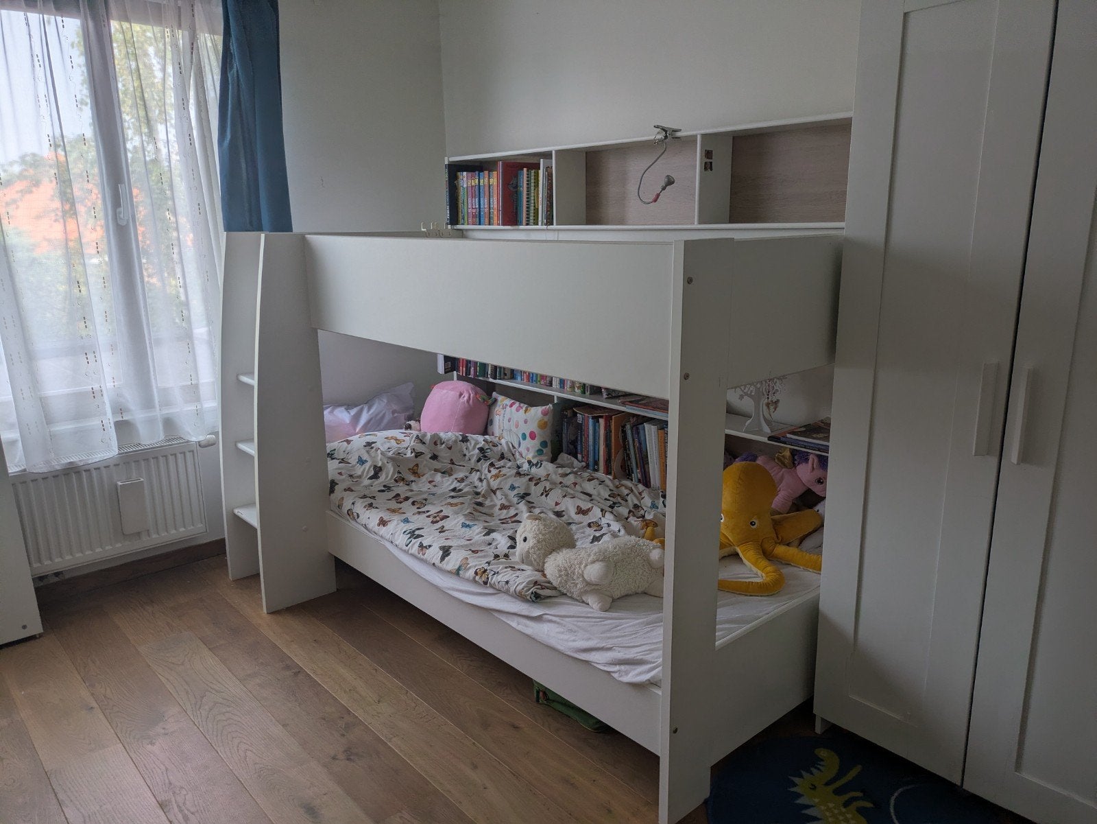 Stapelbed 80x200 met ingebouwde boekenkast & trap – wit, Lit mezzanine ou Lit superposé, Enlèvement, 100 cm ou plus, 180 cm ou plus