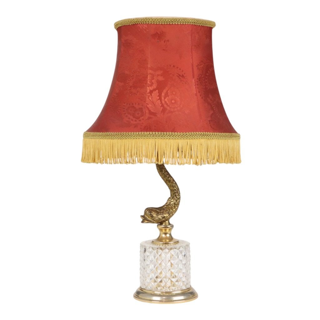Vintage Messing Tafellamp Mythische Dolfijn 45cm, Ophalen of Verzenden