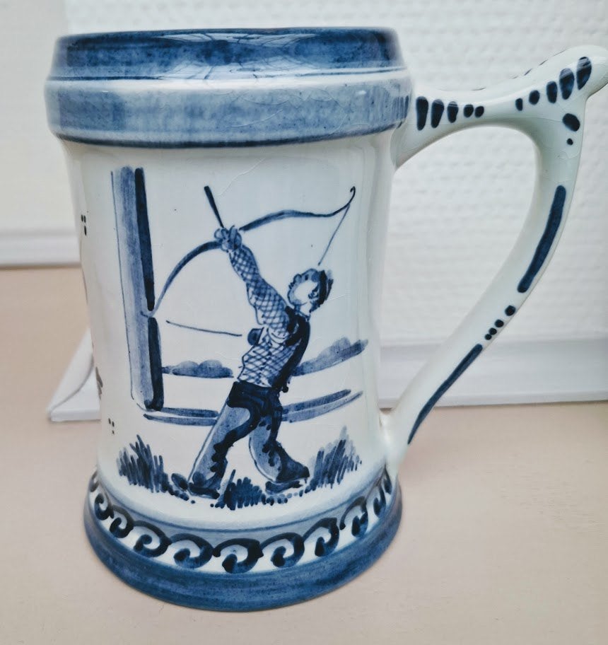 Bierpot De Grensschutters Wachtebeke- Sluize 1956 Delfts, Antiek en Kunst, Ophalen of Verzenden