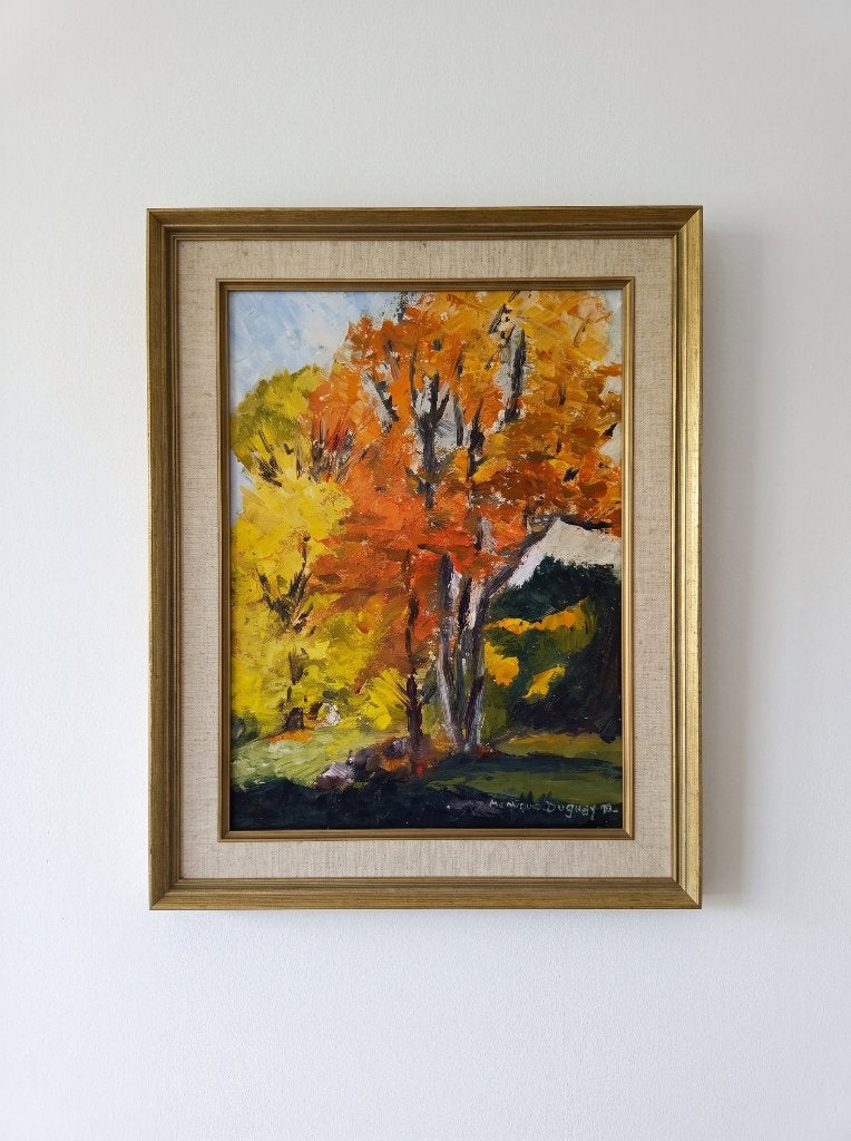 peinture « paysage d'automne » Monique Duguay, Paysage, Signé, Enlèvement, Toile