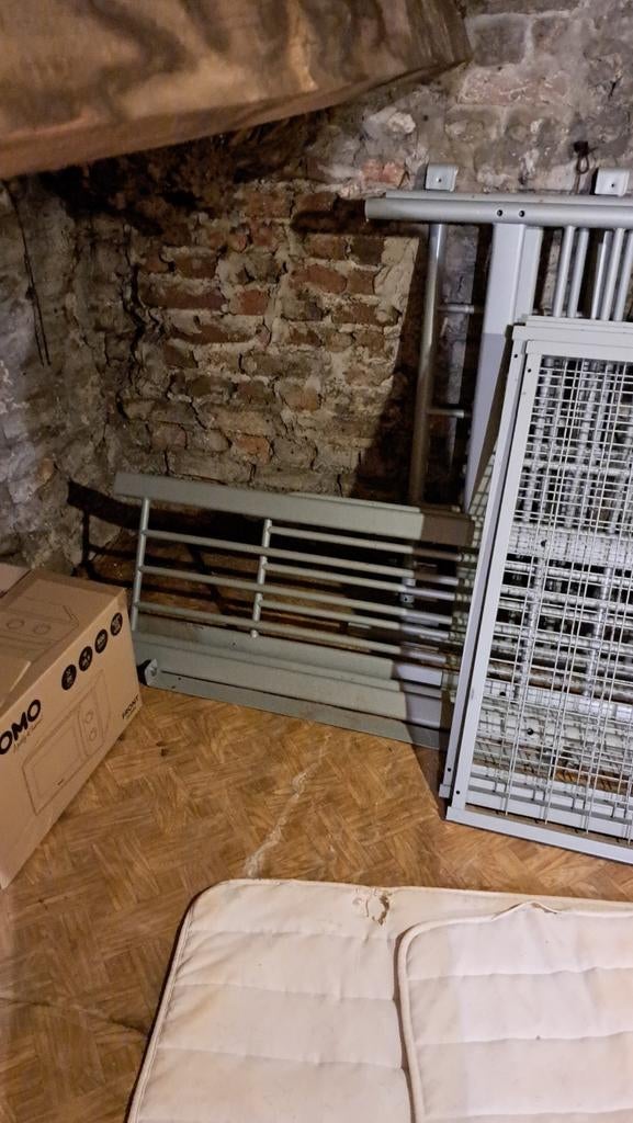 Lit superposé en métal gris clair avec sommier, Maison & Meubles, Enlèvement, Gris, Métal