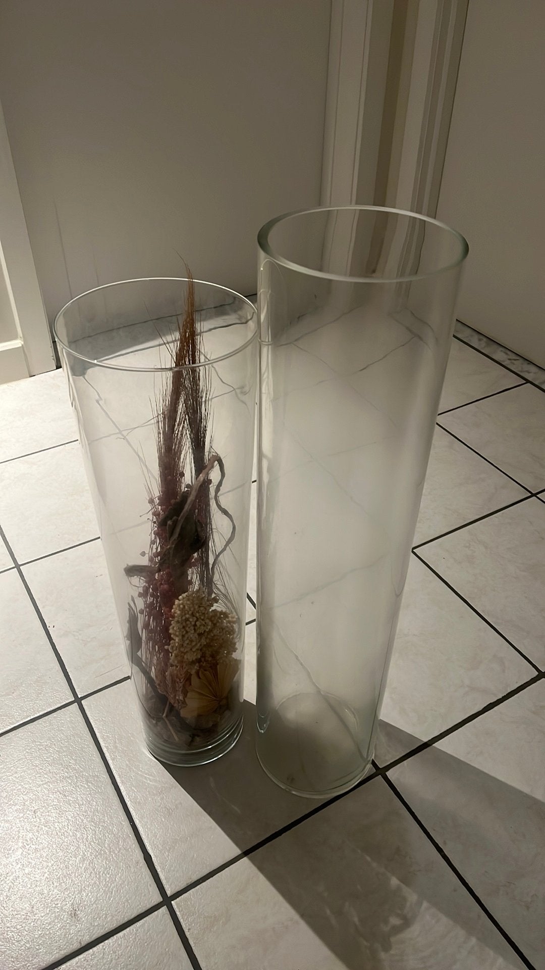 2 grote vazen, Maison & Meubles, Accessoires pour la Maison | Vases, Transparent, Comme neuf, Verre, Enlèvement