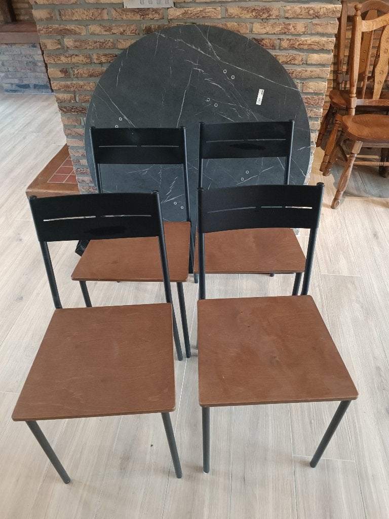 Ronde tafel met 4 stoelen, Ophalen, Gebruikt, Rond, Vier personen