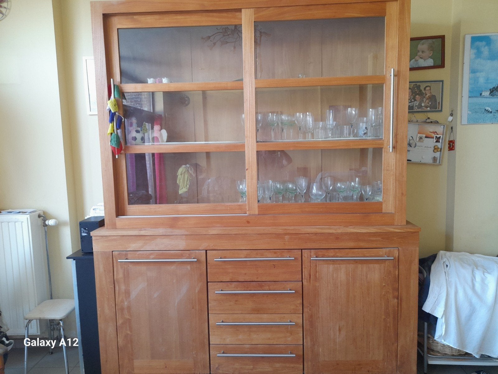 Kast, met raam, Huis en Inrichting, Kasten | Vitrinekasten, Ophalen, 200 cm of meer, Eikenhout, 50 tot 100 cm