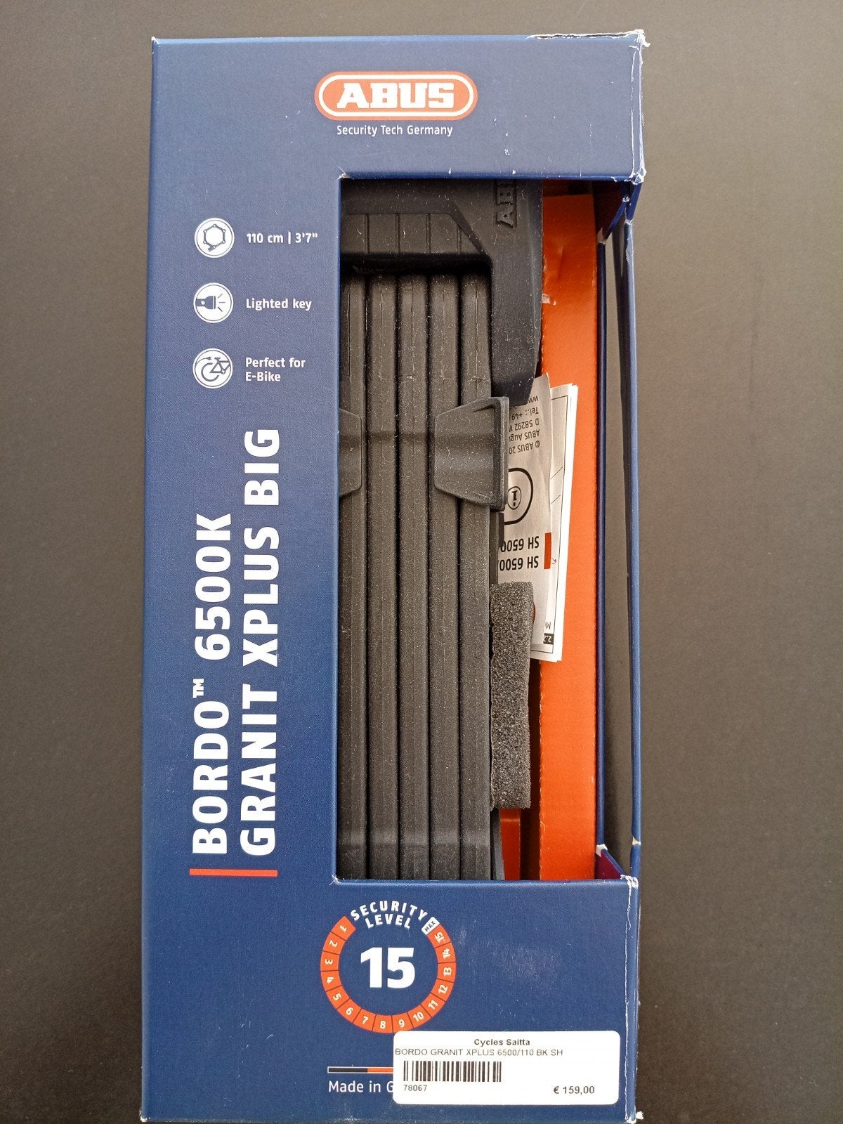 Antivol vélo Abus Bordo 6500K Granit XPlus Big 110 cm, Enlèvement, Neuf, Antivol pliant