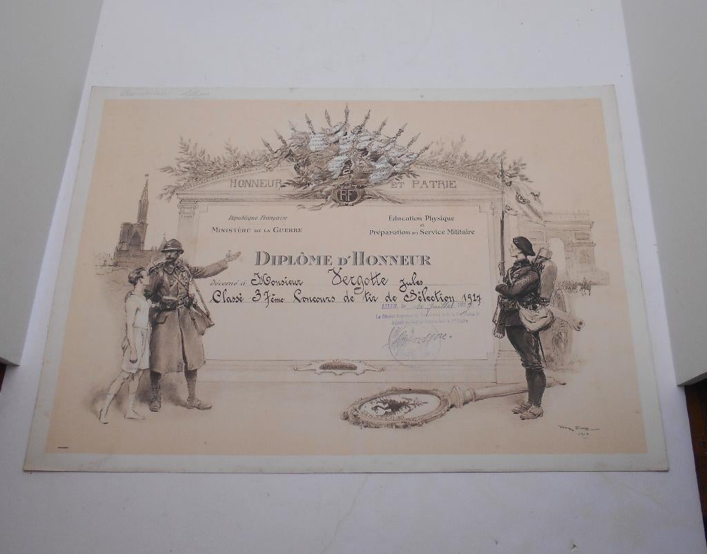 Diplome d'honneur Honneur et patrie Concours  tir Lille 1927, Verzamelen, Militaria | Algemeen, Ophalen of Verzenden, Landmacht