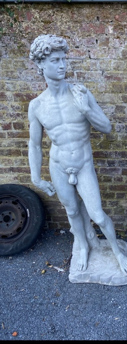 Michelangelo's David stenen beeld 1m70 hoog, zeer zwaar, Ophalen, Zo goed als nieuw, Steen, Engelenbeeld