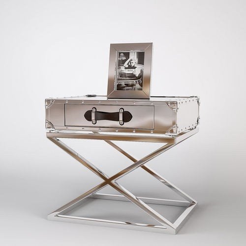 2x Eichholtz LUXE bijzettafel nachtkastje Barclay tafeltje, 45 à 65 cm, Enlèvement, Utilisé, Métal ou Aluminium