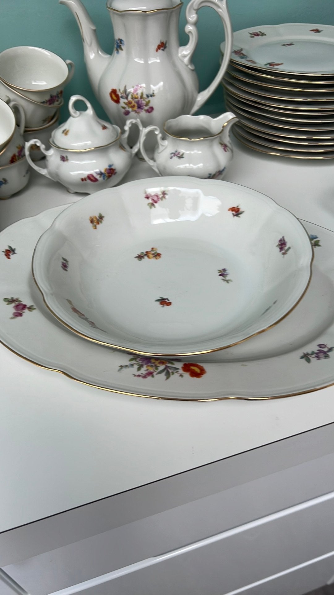 GERESERVEERD!!Vintage eetservies en koffie servies, Ophalen