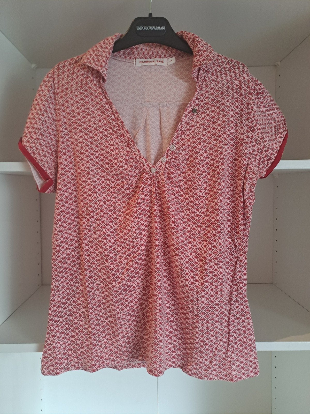 Mt L Rood witte polo, Kleding | Dames, Maat 42/44 (L), Ophalen of Verzenden, Zo goed als nieuw, Korte mouw