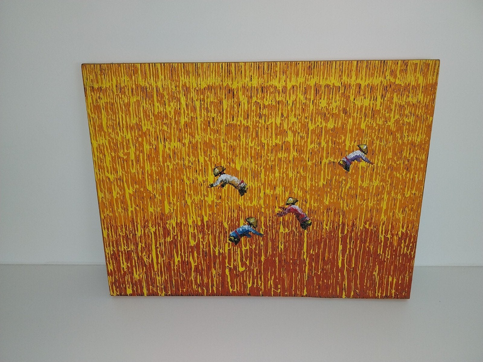 Schilderij: De rijstplukkers, Antiek en Kunst, Ophalen, Doek