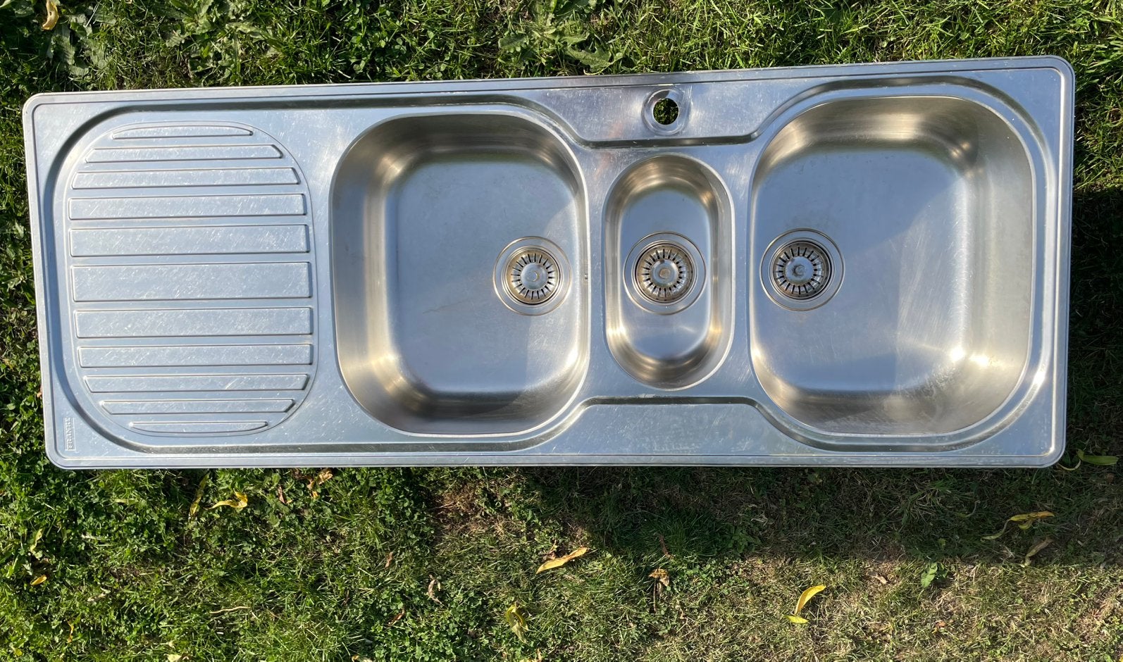 Gootsteen inox, Huis en Inrichting, Ophalen, Gebruikt, 25 tot 50 cm, 100 tot 150 cm