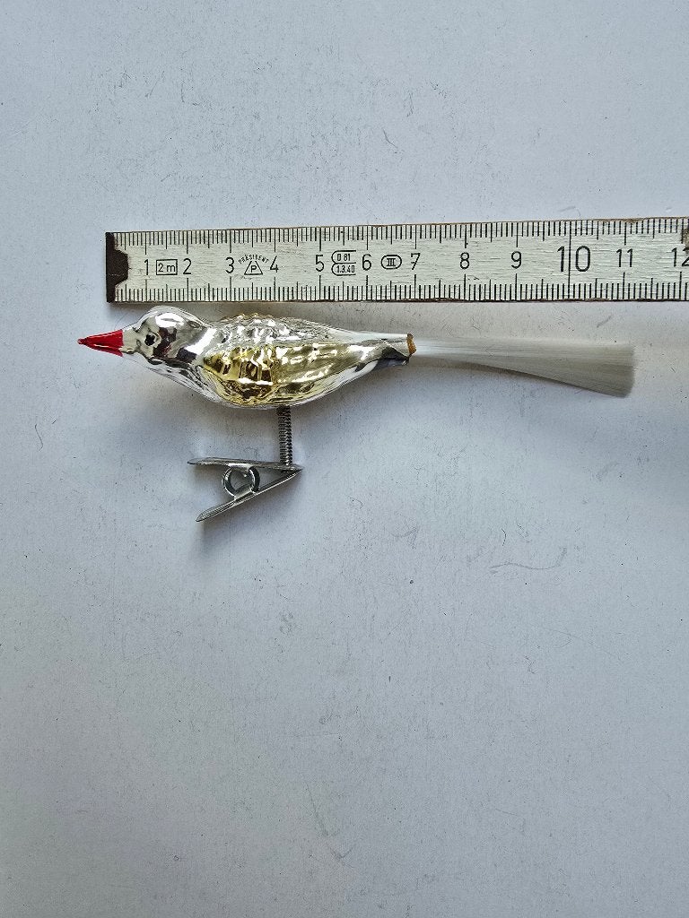 Antieke glazen kerst vogel met originele glasstaart, Diversen, Kerst, Ophalen, Zo goed als nieuw