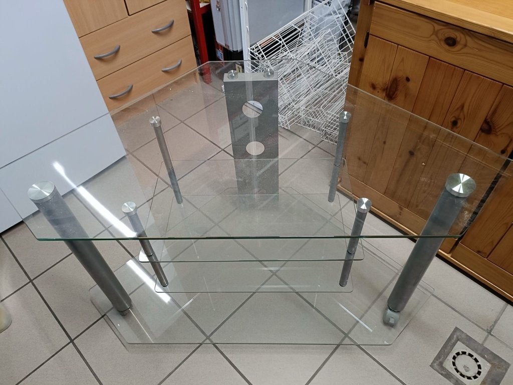 TV kast in glas, Ophalen, Gebruikt, 50 tot 100 cm, Glas