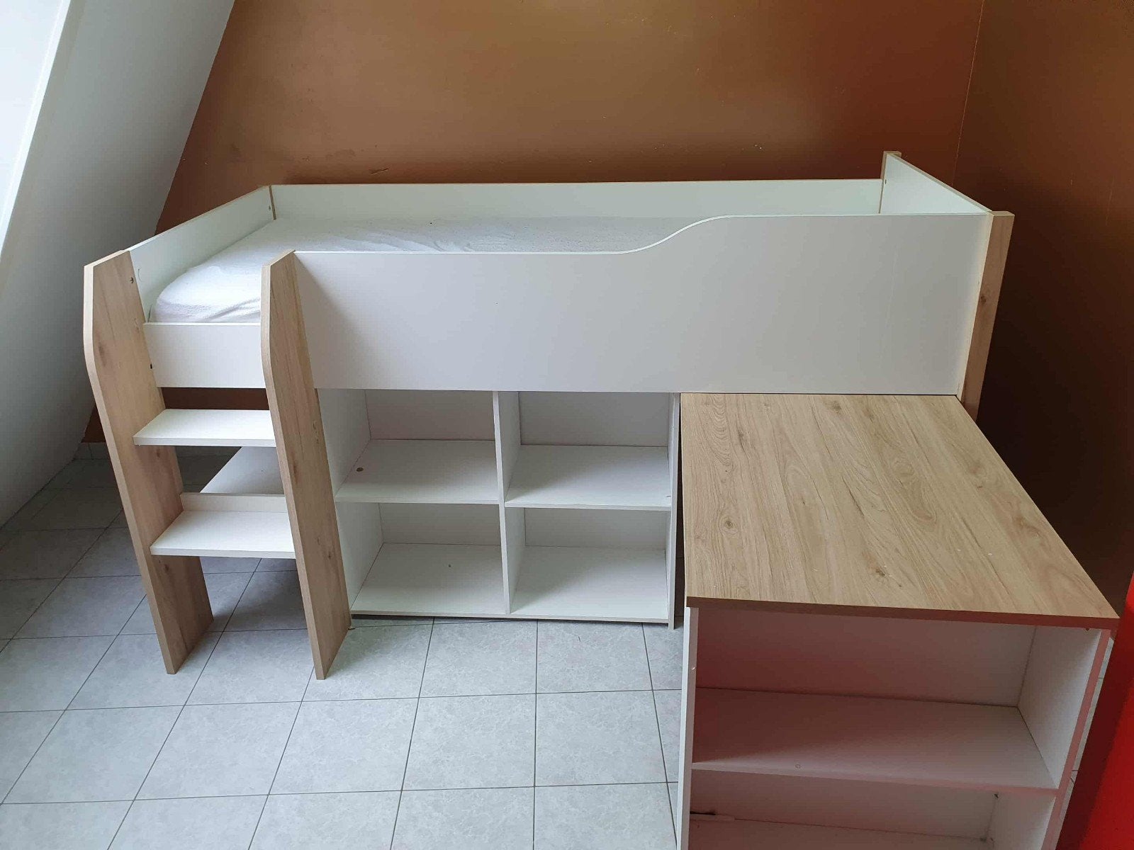stapelbed met ingebouwd bureau, Huis en Inrichting, Slaapkamer | Stapelbedden en Hoogslapers, Ophalen, 90 cm, Eenpersoons, Nieuw